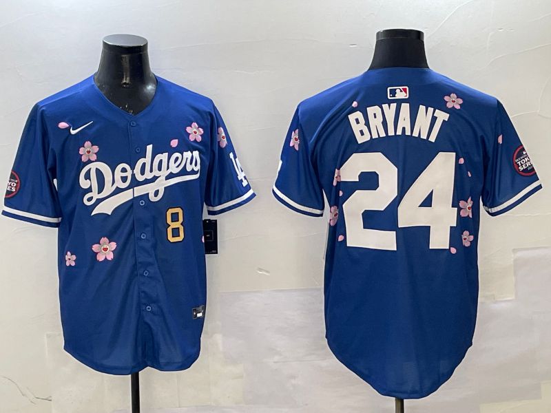 Men Los Angeles Dodgers 24 Bryant Blue Sakura Edition 2025 Nike MLB Jersey style 10